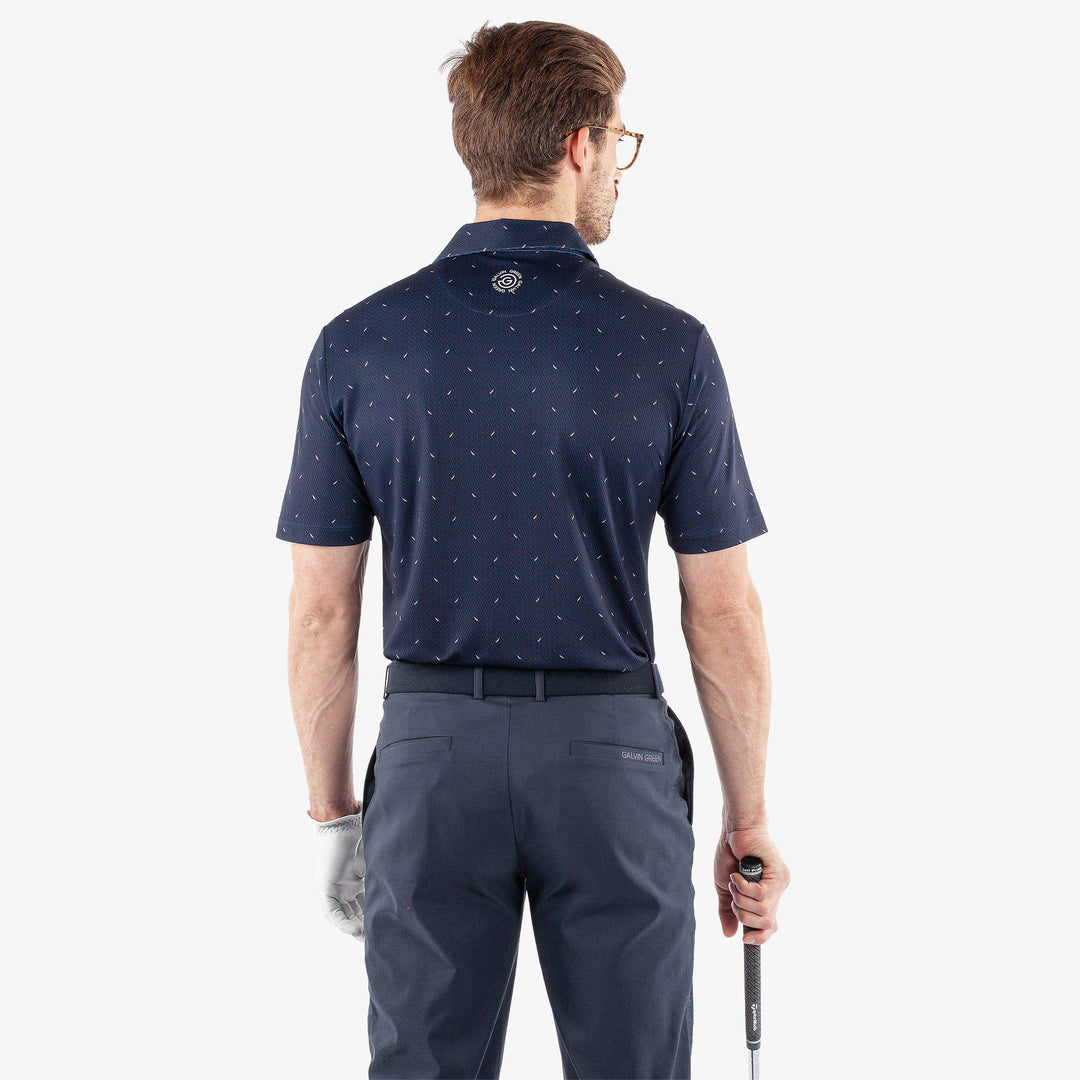 Miklos is a Breathable short sleeve golf shirt for Men in the color Navy(4)