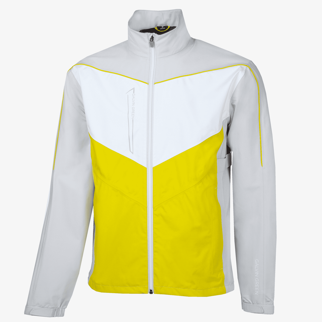Armstrong is a Waterproof jacket for Men in the color Cool Grey/Sunny Lime/White(0)