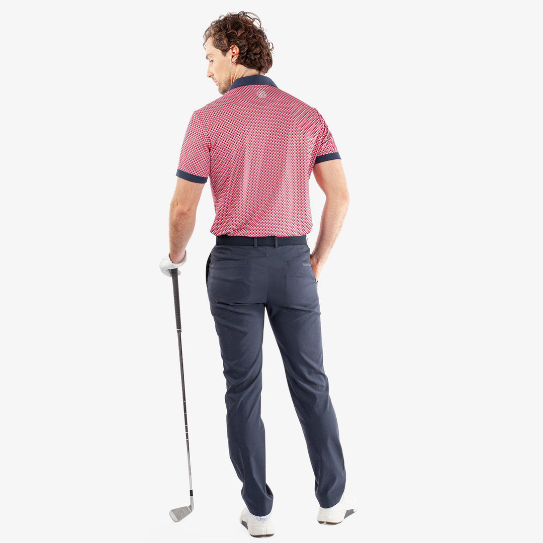 Mate is a Breathable short sleeve golf shirt for Men in the color Camelia Rose/Navy(6)