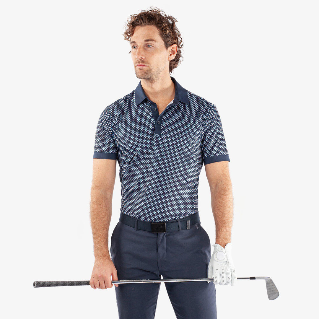 Mate is a Breathable short sleeve golf shirt for Men in the color Cool Grey/Navy(1)