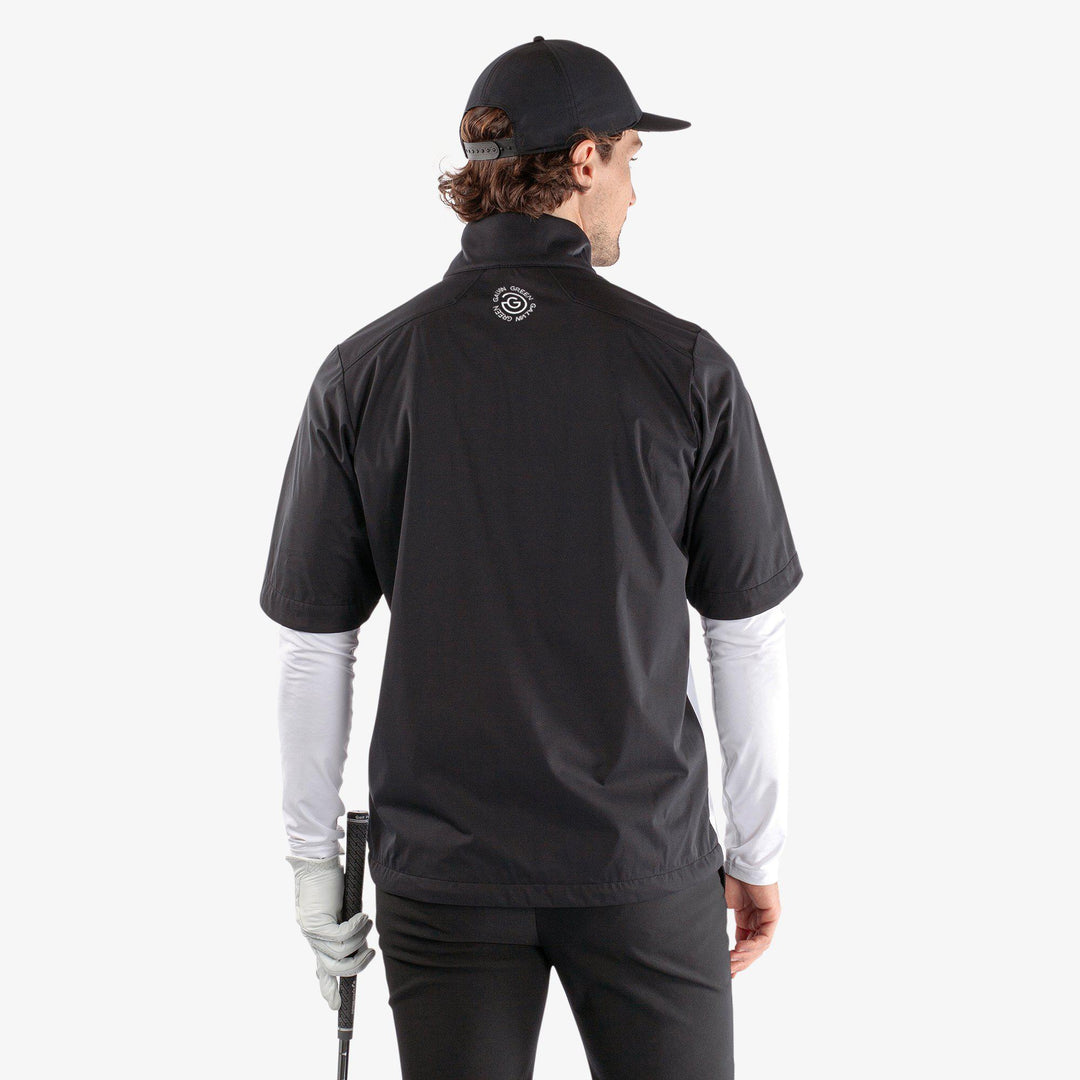 Livingston is a Windproof and water repellent short sleeve golf jacket for  in the color White/Black/Red(4)