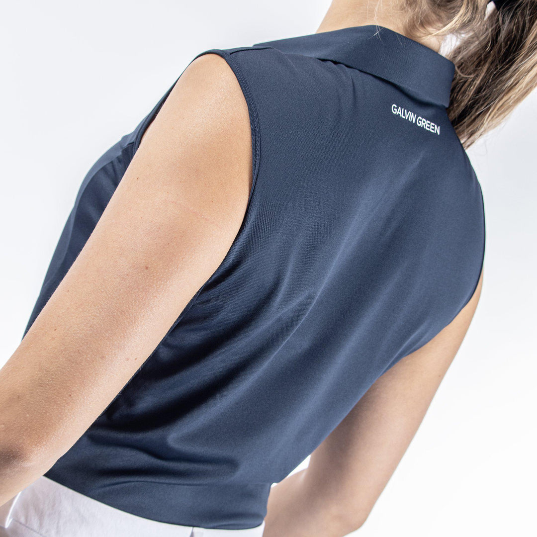 Meg is a Breathable short sleeve golf shirt for Women in the color Navy/White(5)