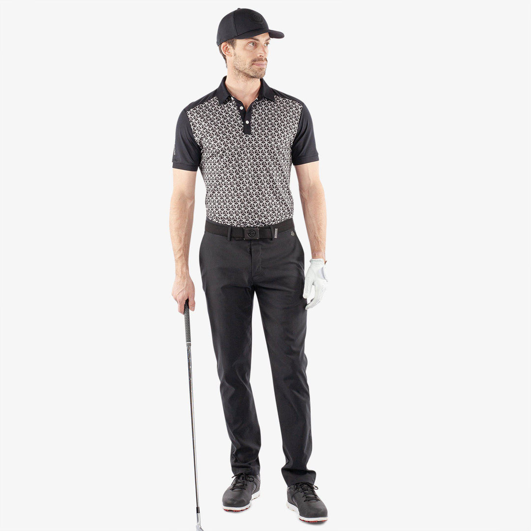 Mio is a Breathable short sleeve golf shirt for Men in the color Sharkskin/Black(2)