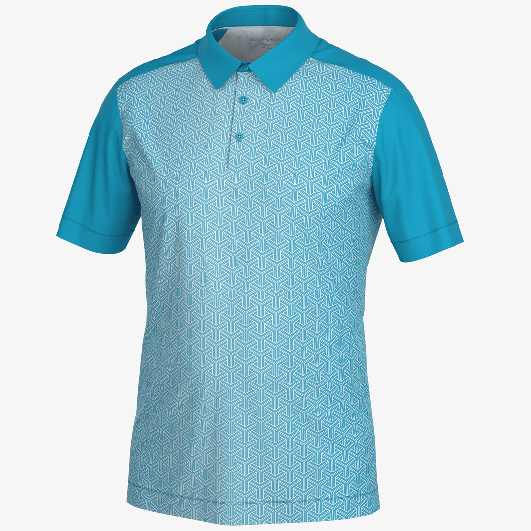 Mile is a Breathable short sleeve golf shirt for Men in the color Aqua/White (0)