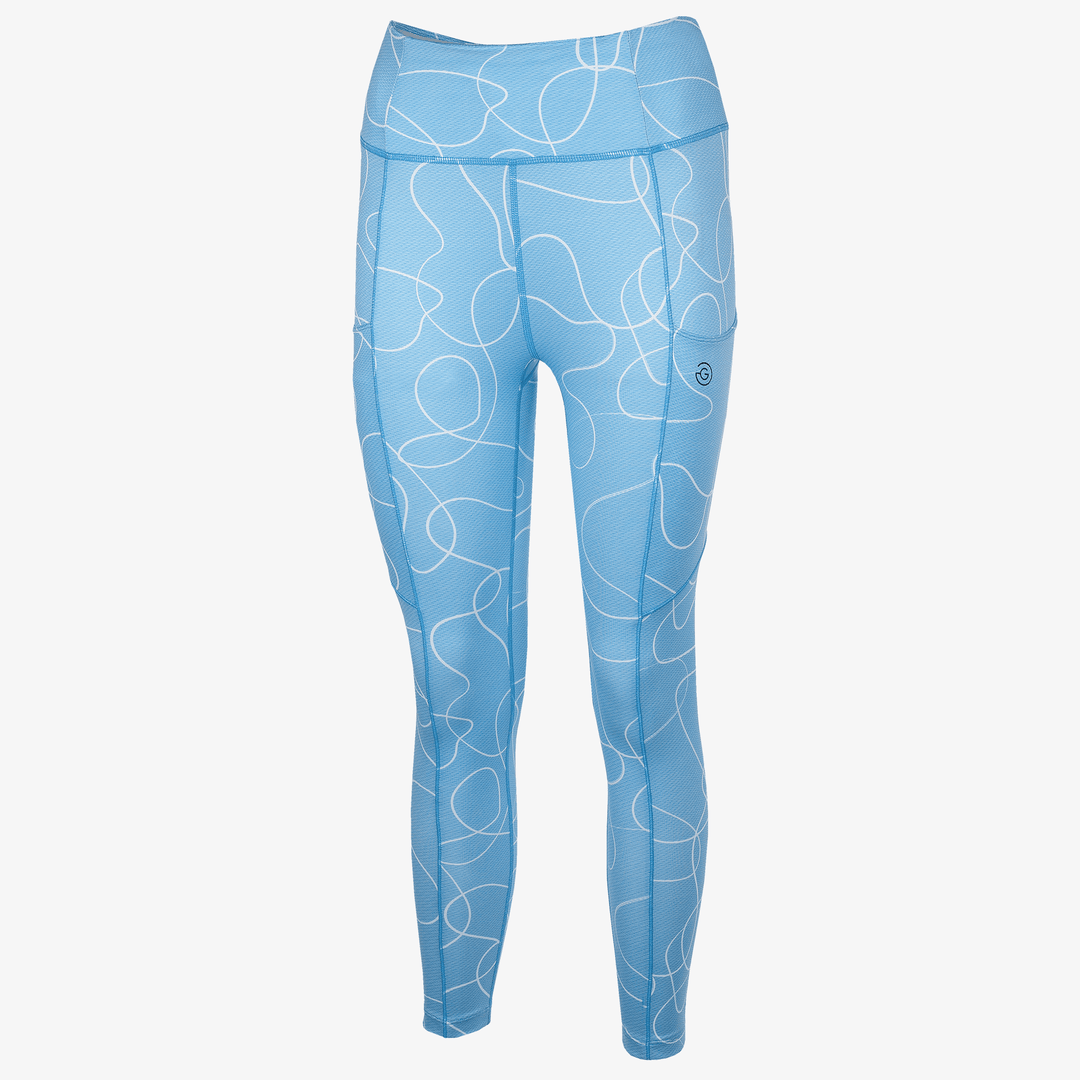 Nicoline is a Breathable and stretchy golf leggings for Women in the color Alaskan Blue/White(0)