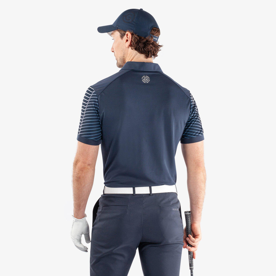 Milion is a Breathable short sleeve golf shirt for Men in the color Navy/White(4)