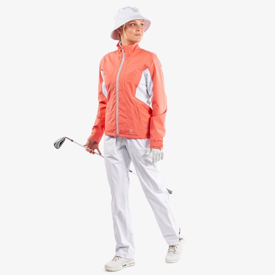 Aida is a Waterproof jacket for Women in the color Coral/White/Cool Grey(2)
