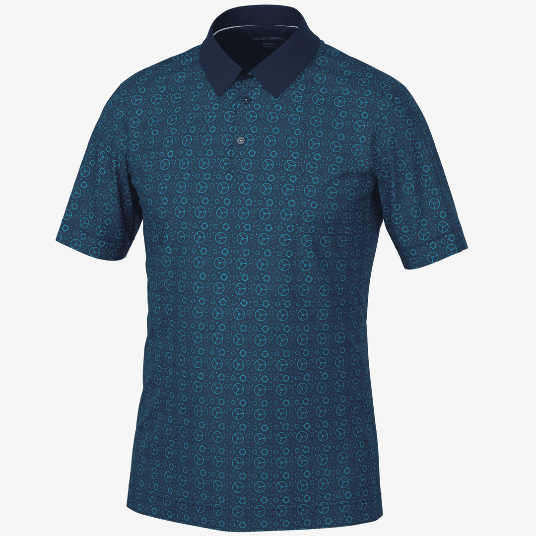 Miracle is a Breathable short sleeve golf shirt for Men in the color Aqua/Navy(0)