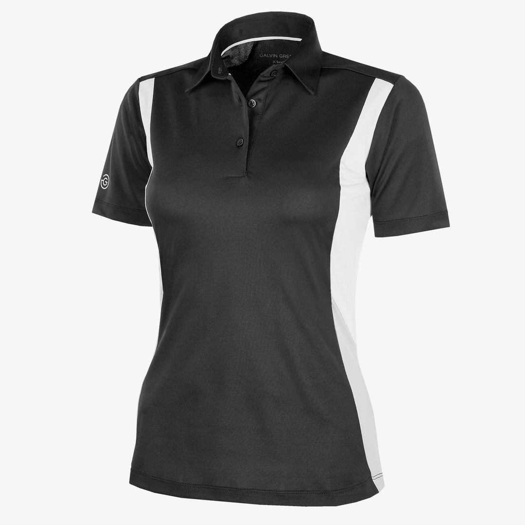 Melanie is a Breathable short sleeve golf shirt for Women in the color Black/White/Cool Grey(0)