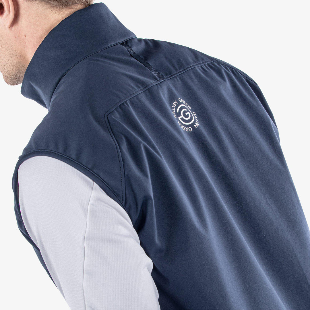 Lathan is a Windproof and water repellent golf vest for Men in the color Navy/White(7)