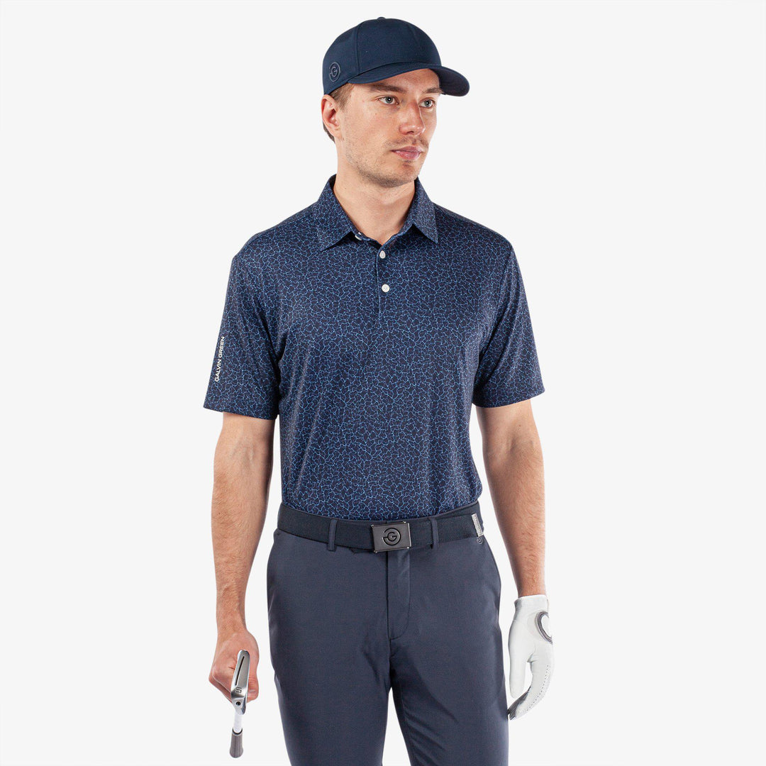 Mani is a Breathable short sleeve golf shirt for Men in the color Navy(1)