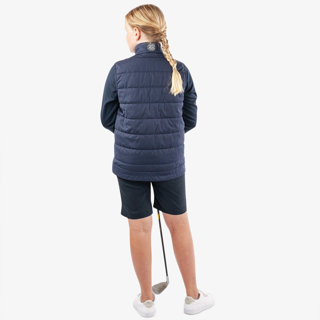 Ronie is a Windproof and water repellent golf vest for Juniors in the color Navy/White(8)