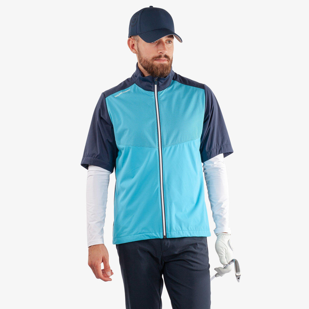 Livingston is a Windproof and water repellent golf jacket for Men in the color Aqua/Navy(1)