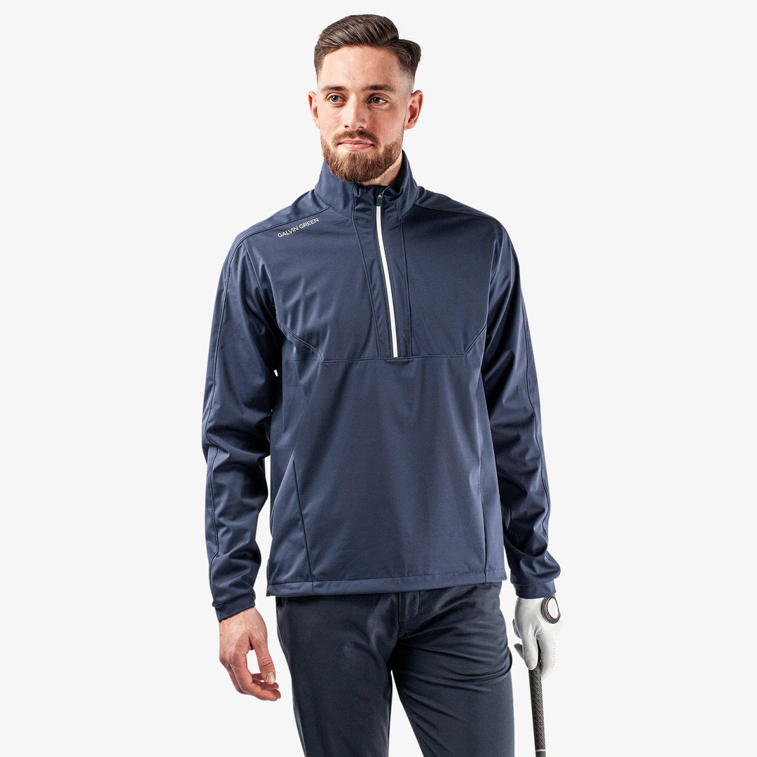 Lawrence is a Windproof and water repellent golf jacket for Men in the color Navy/White(1)