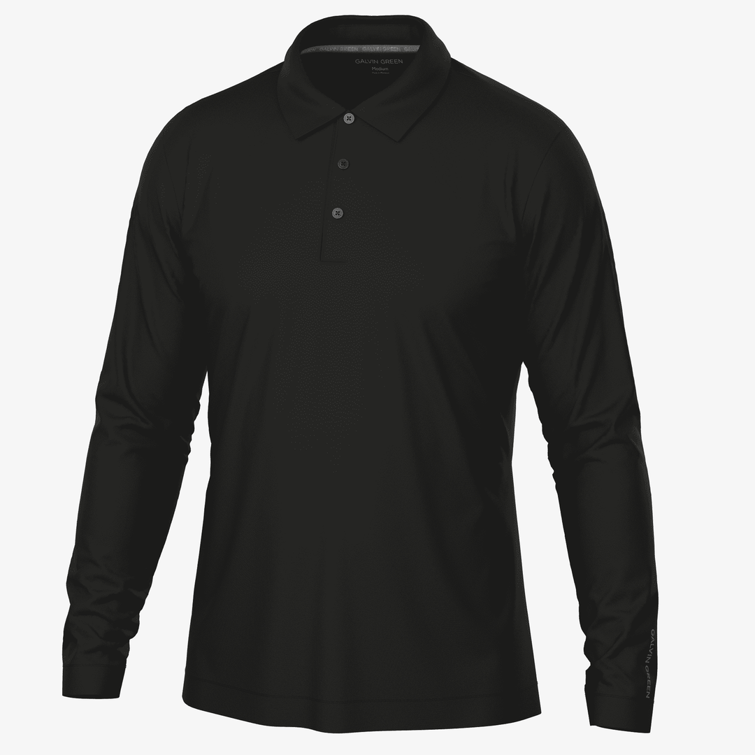 Michael is a Breathable long sleeve golf shirt for Men in the color Black(0)