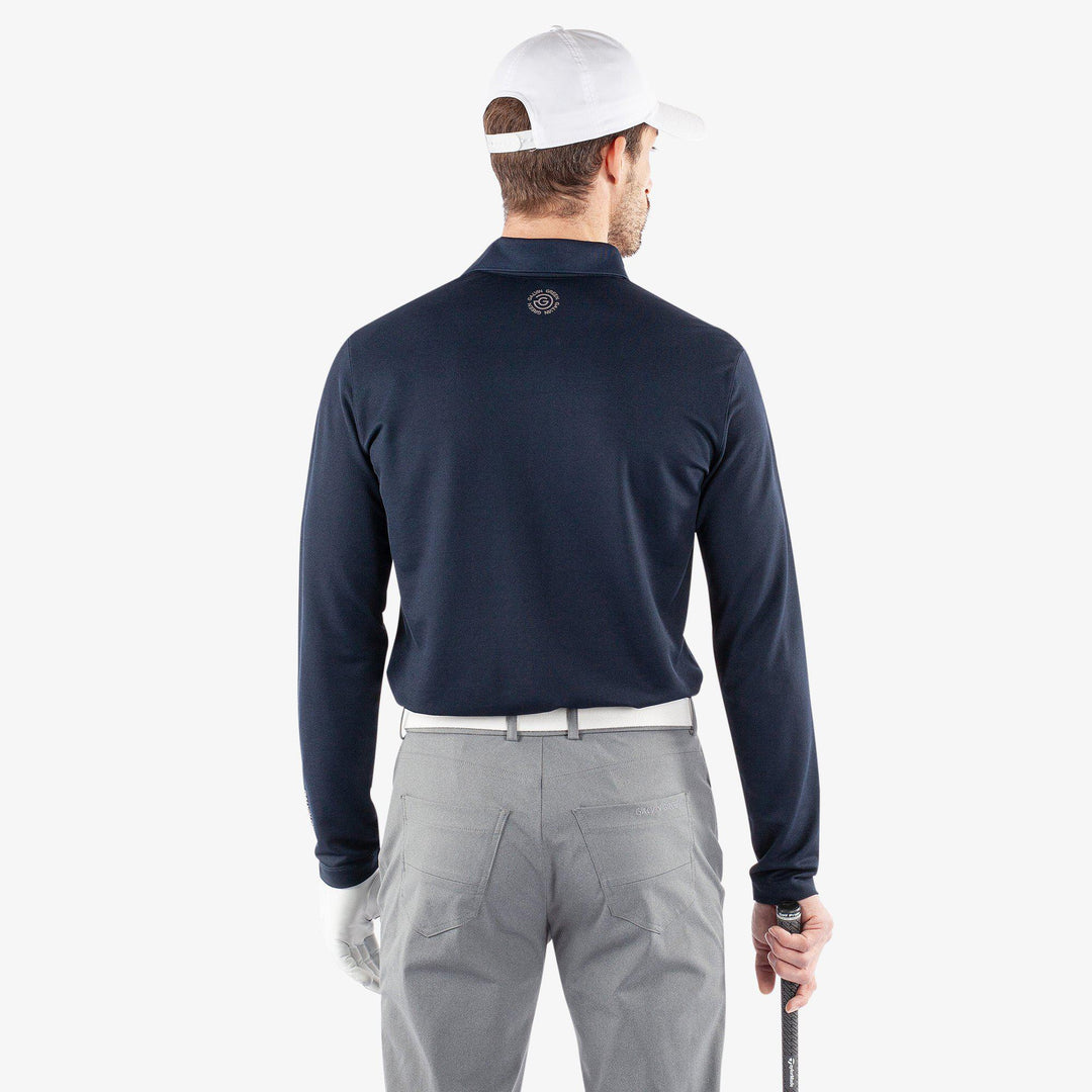 Michael is a Breathable long sleeve golf shirt for Men in the color Navy(4)