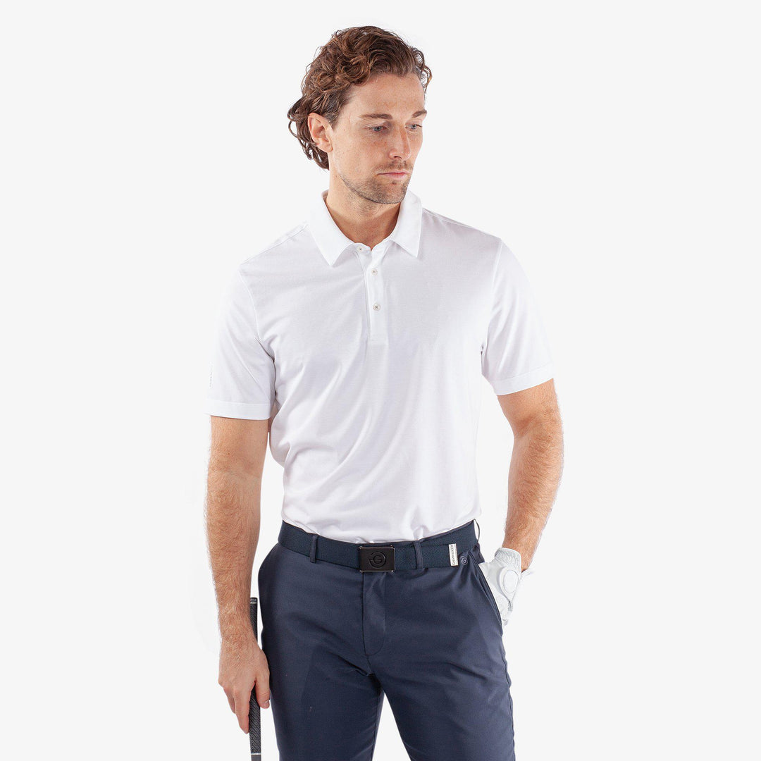 Marcelo is a Breathable short sleeve golf shirt for Men in the color White(1)