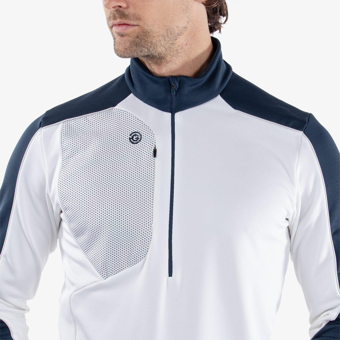 Dave is a Insulating golf mid layer for Men in the color White/Navy(3)