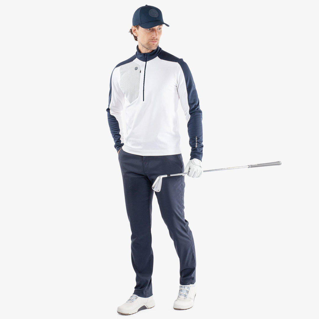 Dave is a Insulating golf mid layer for Men in the color White/Navy(2)