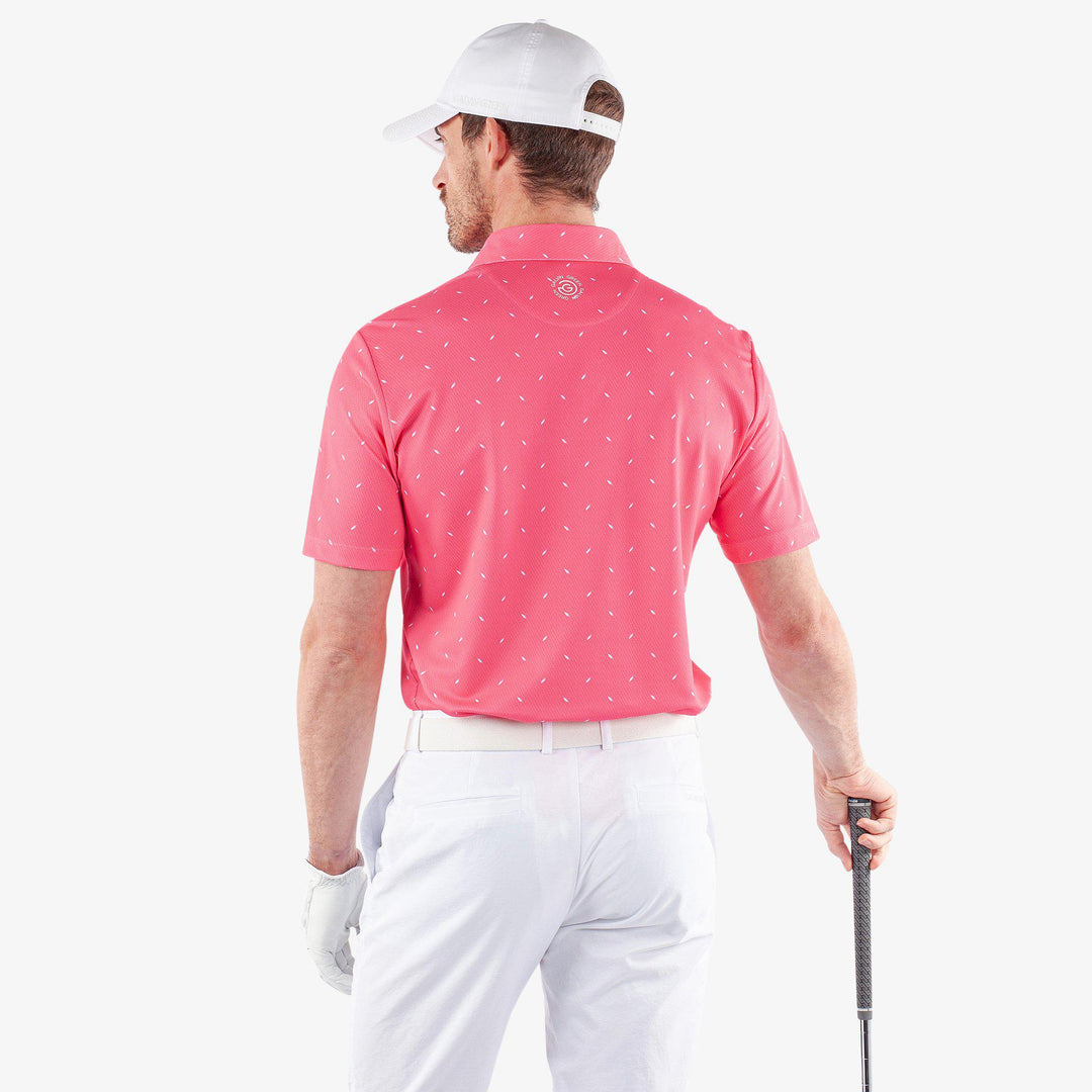 Miklos is a Breathable short sleeve golf shirt for Men in the color Camelia Rose(4)