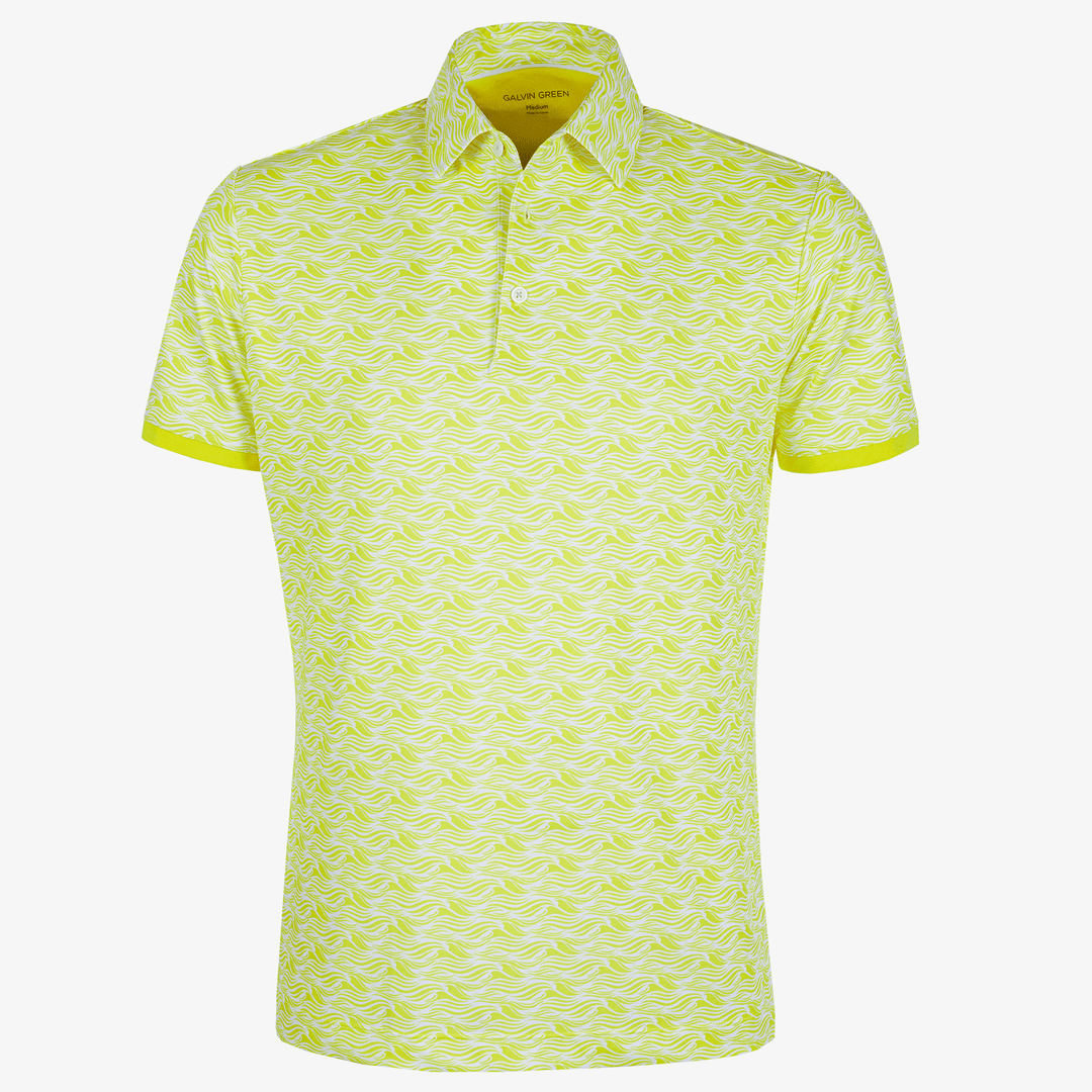 Madden is a Breathable short sleeve golf shirt for Men in the color Sunny Lime/White(0)