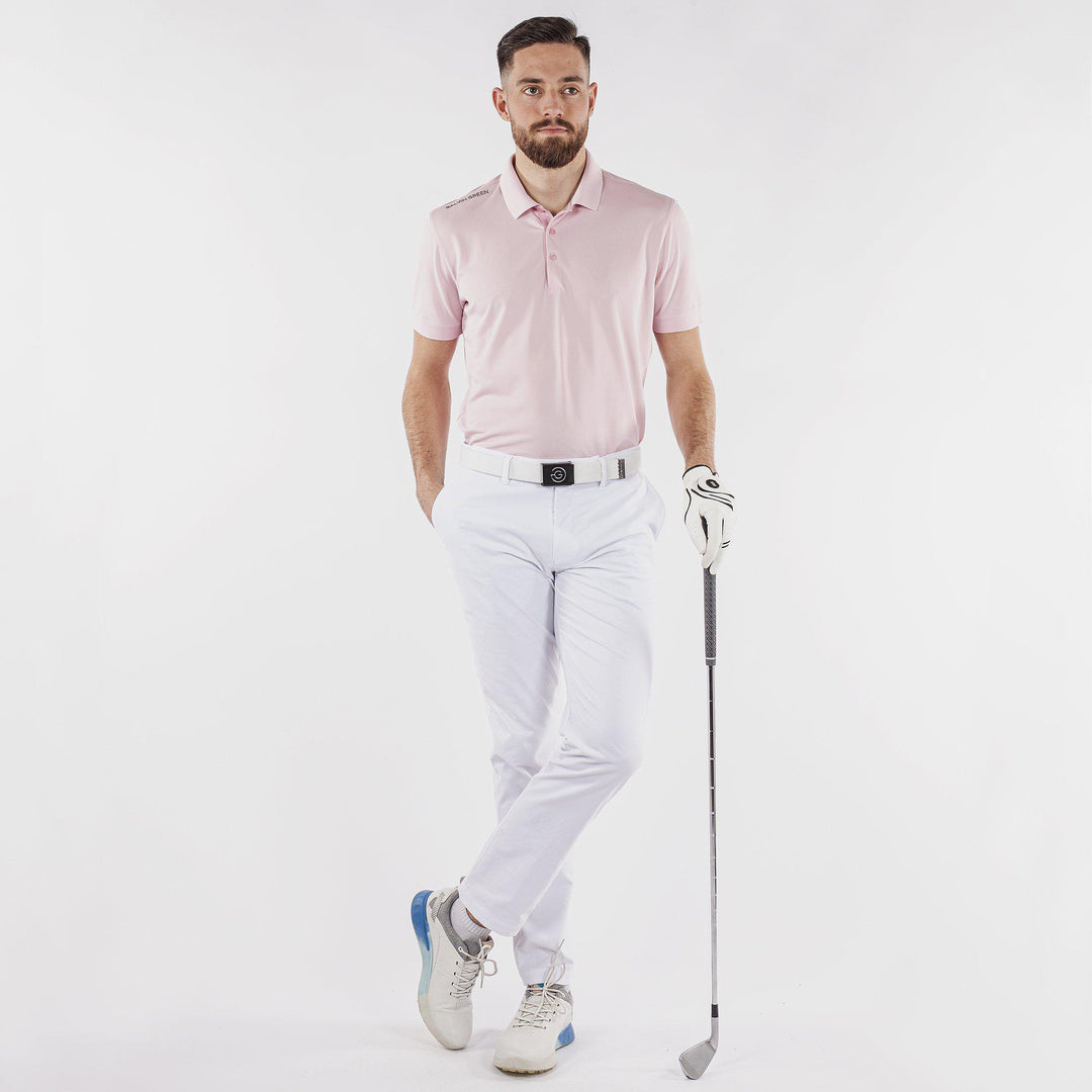 Max is a Breathable short sleeve golf shirt for Men in the color Amazing Pink(3)