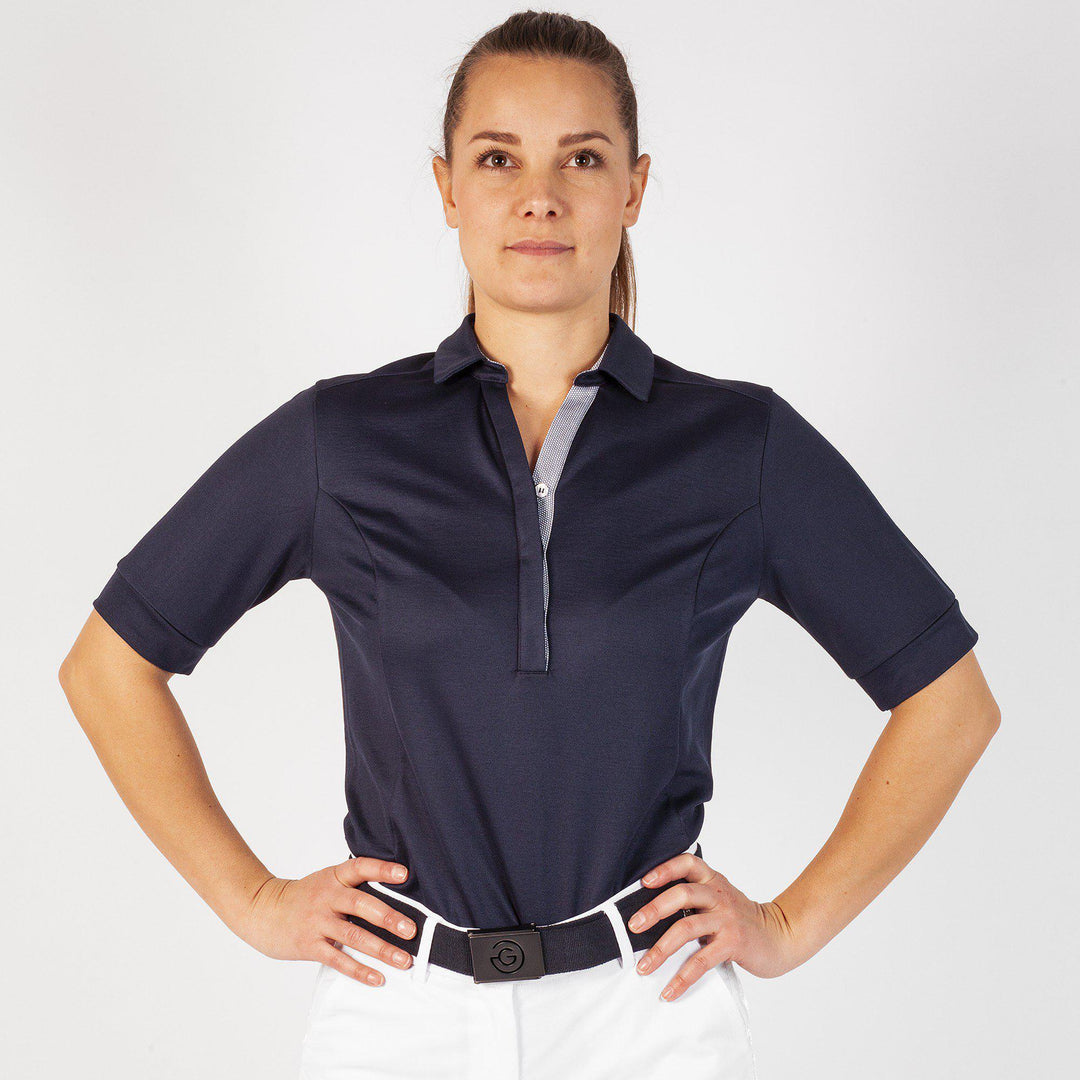 Myrtle is a Breathable short sleeve shirt for Women in the color Navy(1)