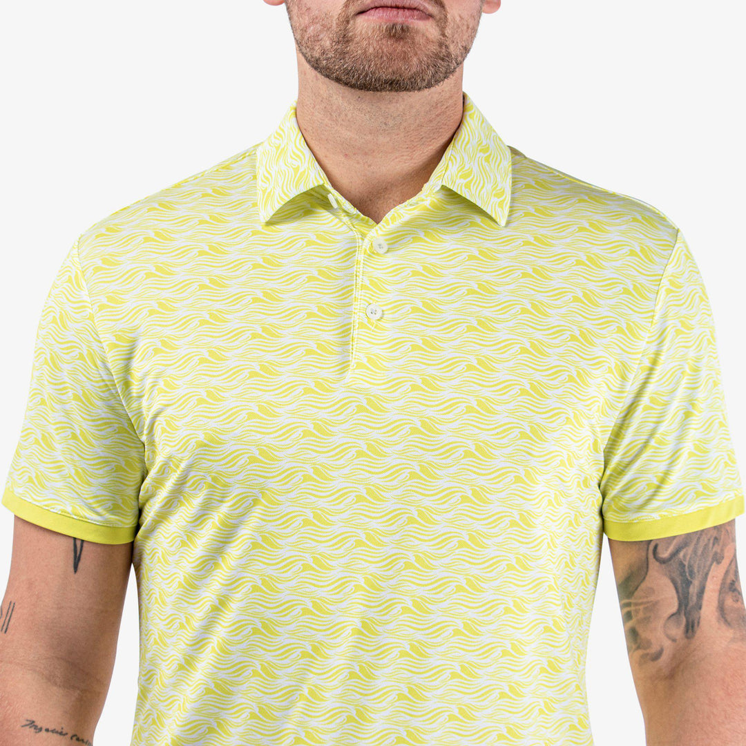 Madden is a Breathable short sleeve golf shirt for Men in the color Sunny Lime/White(4)