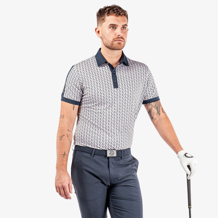Malcolm is a Breathable short sleeve golf shirt for Men in the color Cool Grey/Navy/White(1)