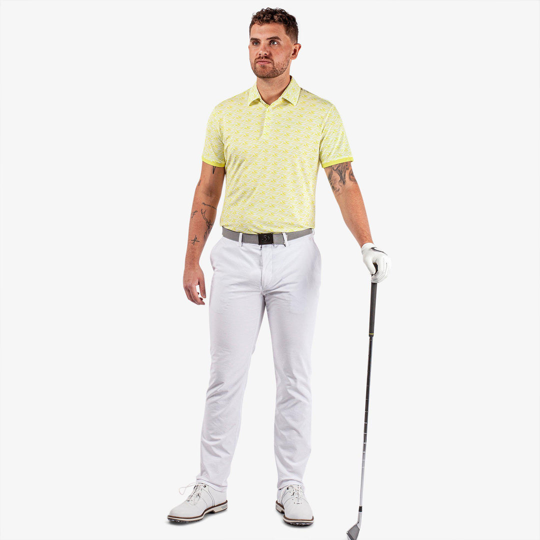 Madden is a Breathable short sleeve golf shirt for Men in the color Sunny Lime/White(2)