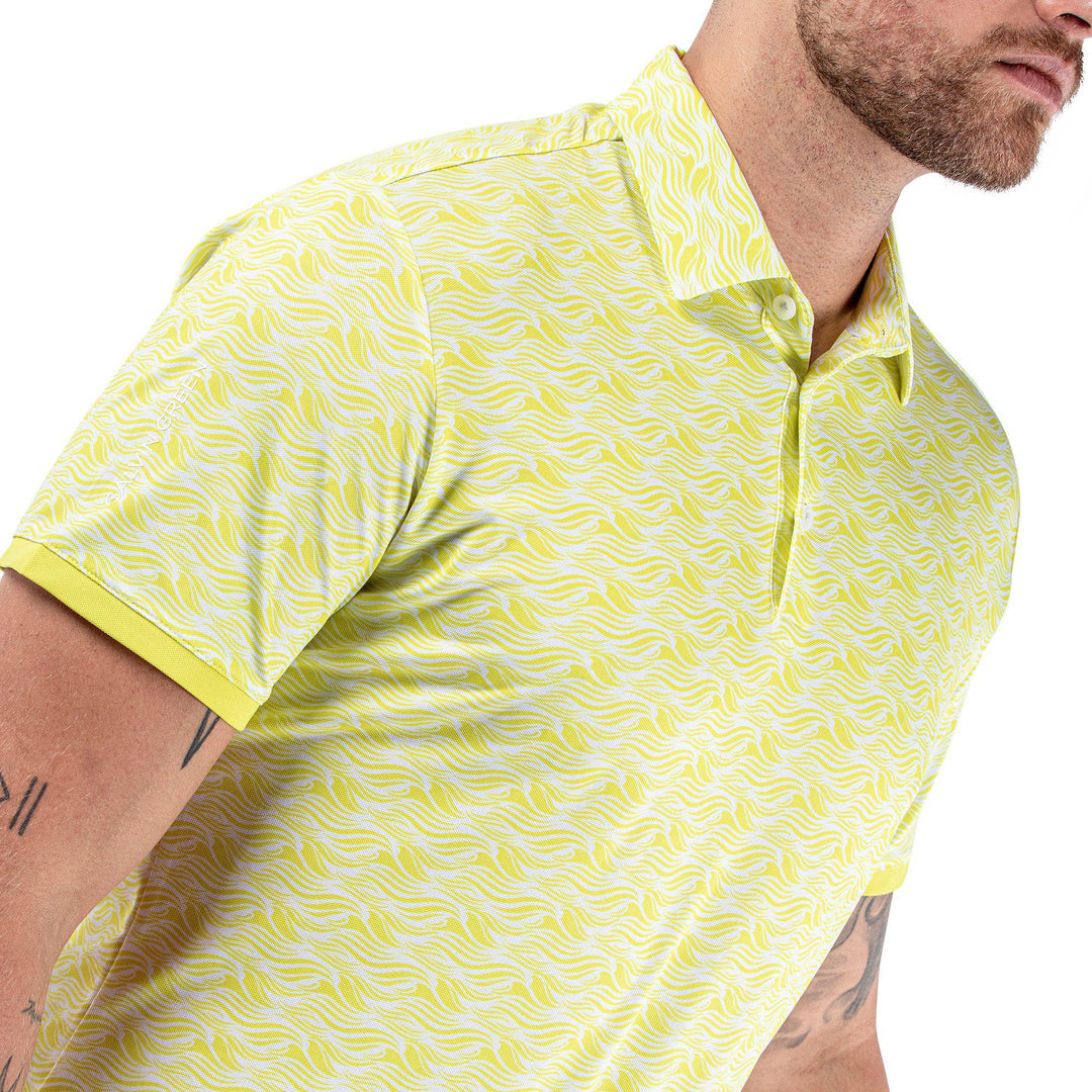 Madden is a Breathable short sleeve golf shirt for Men in the color Sunny Lime/White(3)
