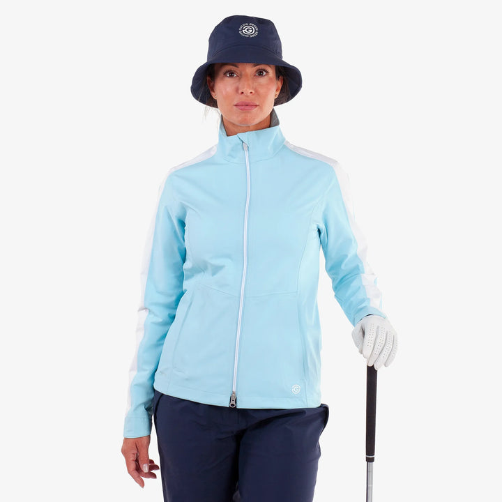 Abby is a Waterproof golf jacket for Women in the color Crystal Blue/White(1)