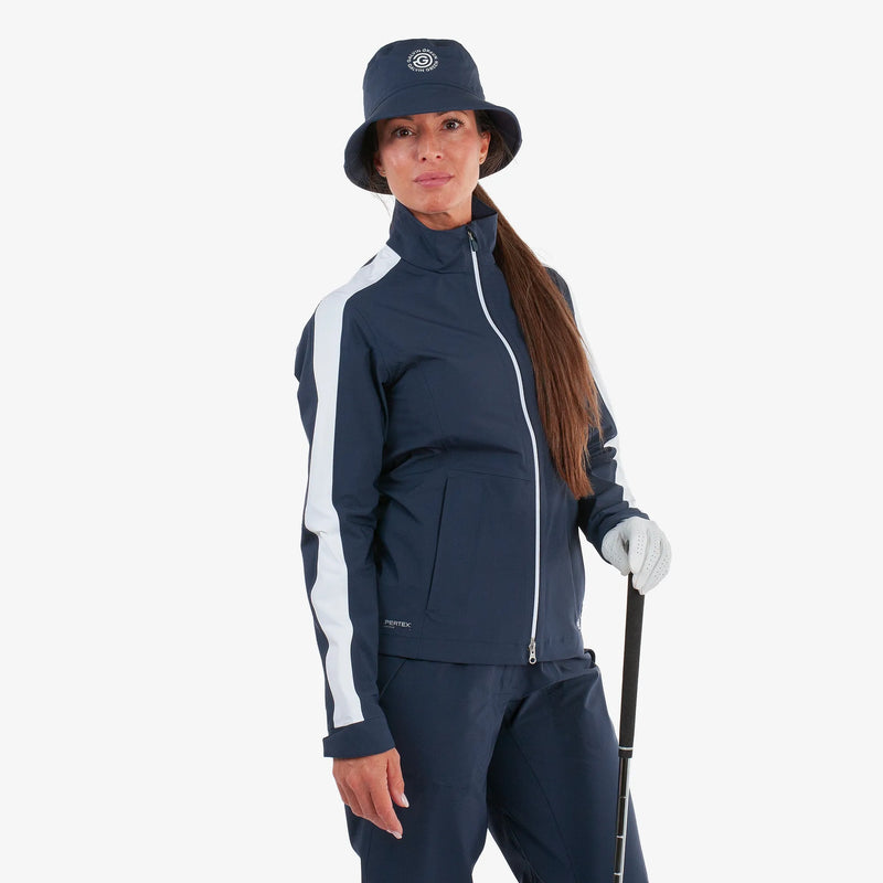 Abby is a Waterproof golf jacket for Women in the color Navy/White(1)