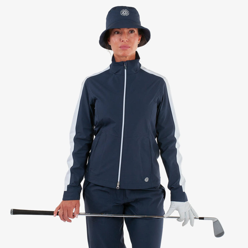 Abby is a Waterproof golf jacket for Women in the color Navy/White(2)