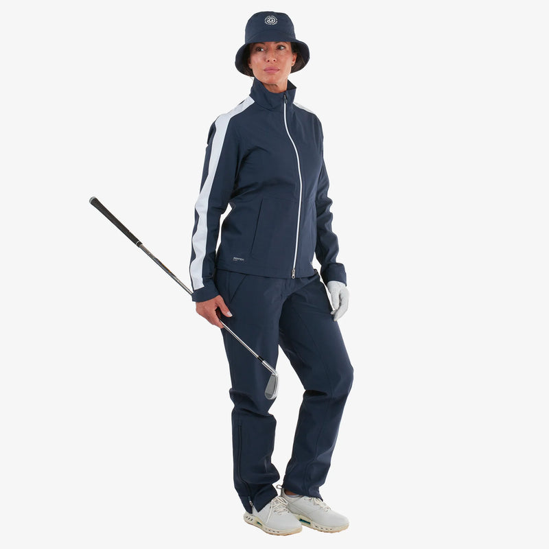 Abby is a Waterproof golf jacket for Women in the color Navy/White(3)