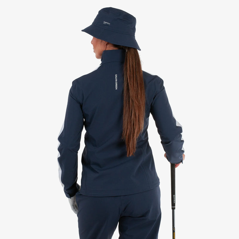 Abby is a Waterproof golf jacket for Women in the color Navy/White(5)