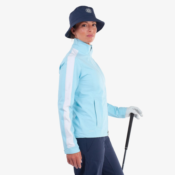 Abby is a Waterproof golf jacket for Women in the color Crystal Blue/White(3)
