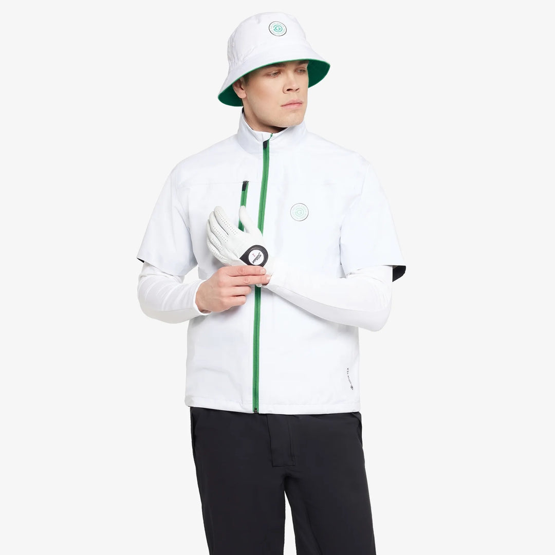 Abel is a Waterproof short sleeve golf jacket for Men in the color White(1)