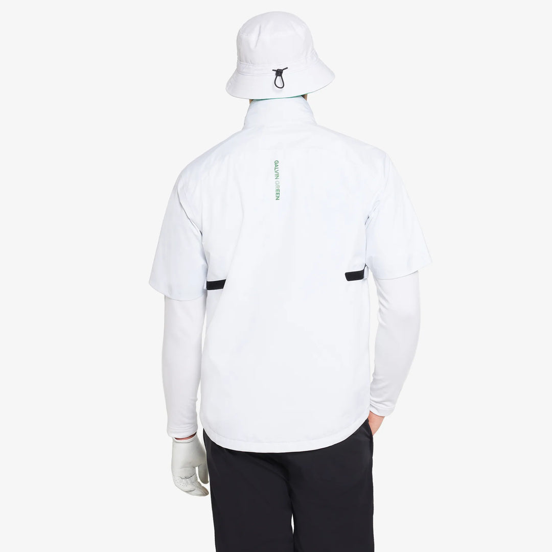 Abel is a Waterproof short sleeve golf jacket for Men in the color White(4)