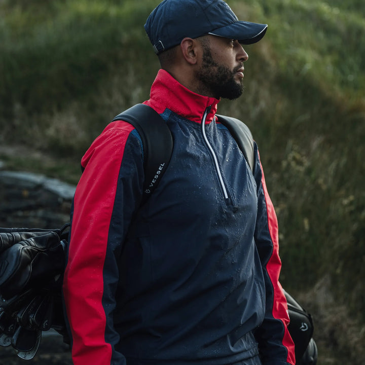 Adam is a Waterproof Golf Jacket for Men in the color Navy/Red(9)