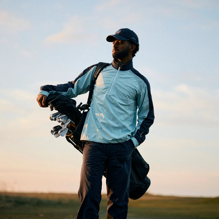 Adam is a Waterproof Golf Jacket for Men in the color Crystal Blue/Navy(8)