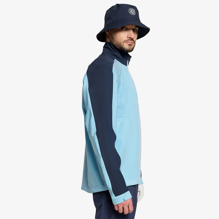 Adam is a Waterproof Golf Jacket for Men in the color Crystal Blue/Navy(3)