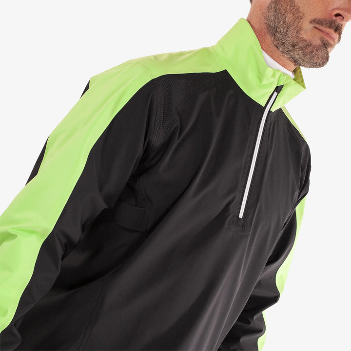 Adam is a Waterproof Golf Jacket for Men in the color Black/Fresh Green(3)