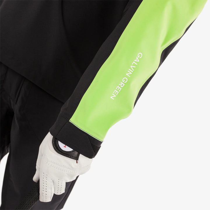 Adam is a Waterproof Golf Jacket for Men in the color Black/Fresh Green(4)
