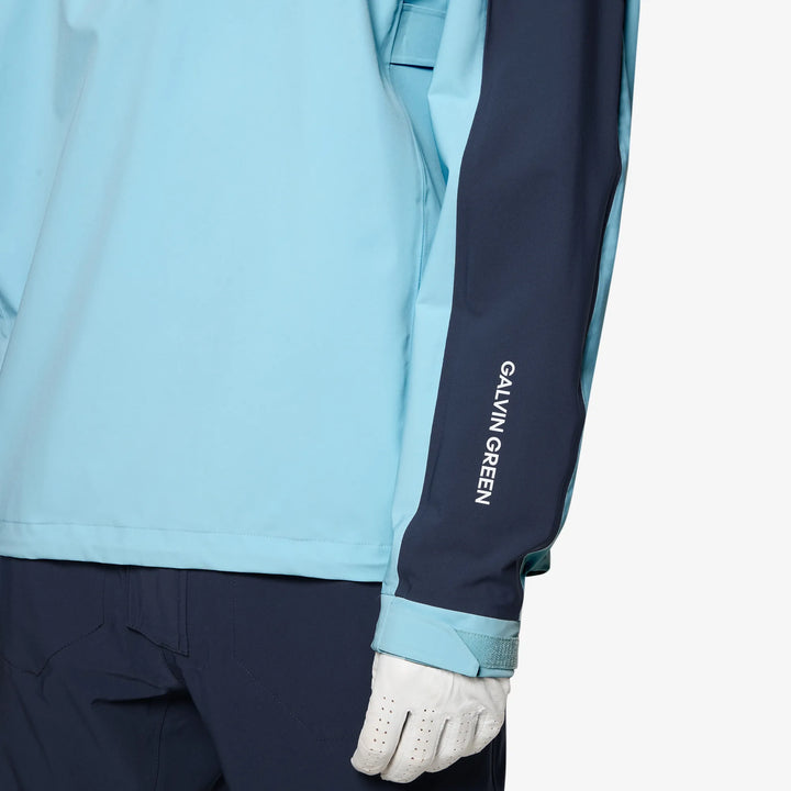 Adam is a Waterproof Golf Jacket for Men in the color Crystal Blue/Navy(4)