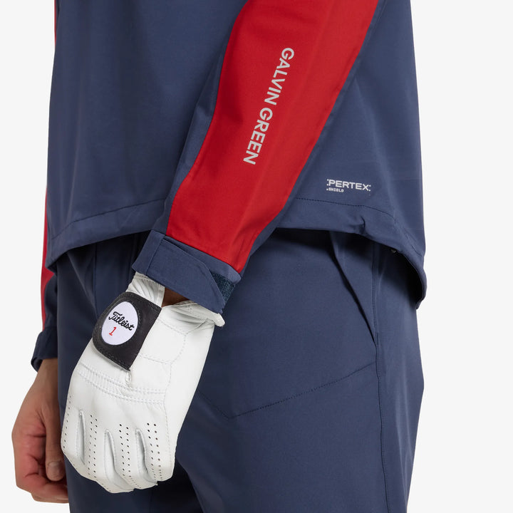 Adam is a Waterproof Golf Jacket for Men in the color Navy/Red(4)