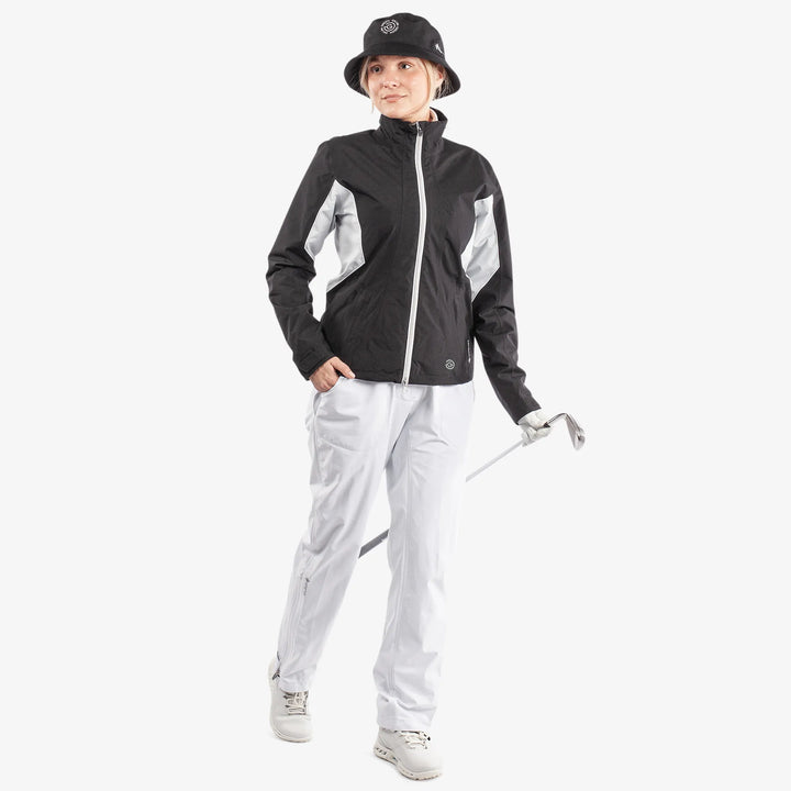 Aida is a Waterproof golf jacket for Women in the color Black/Cool Grey/White(2)