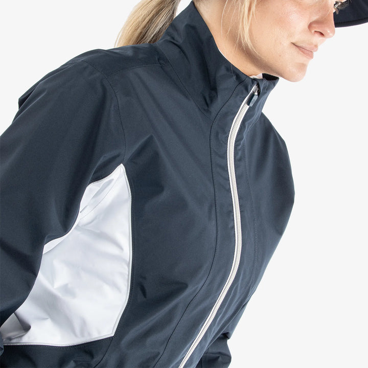 Aida is a Waterproof golf jacket for Women in the color Navy/White/Cool Grey(3)