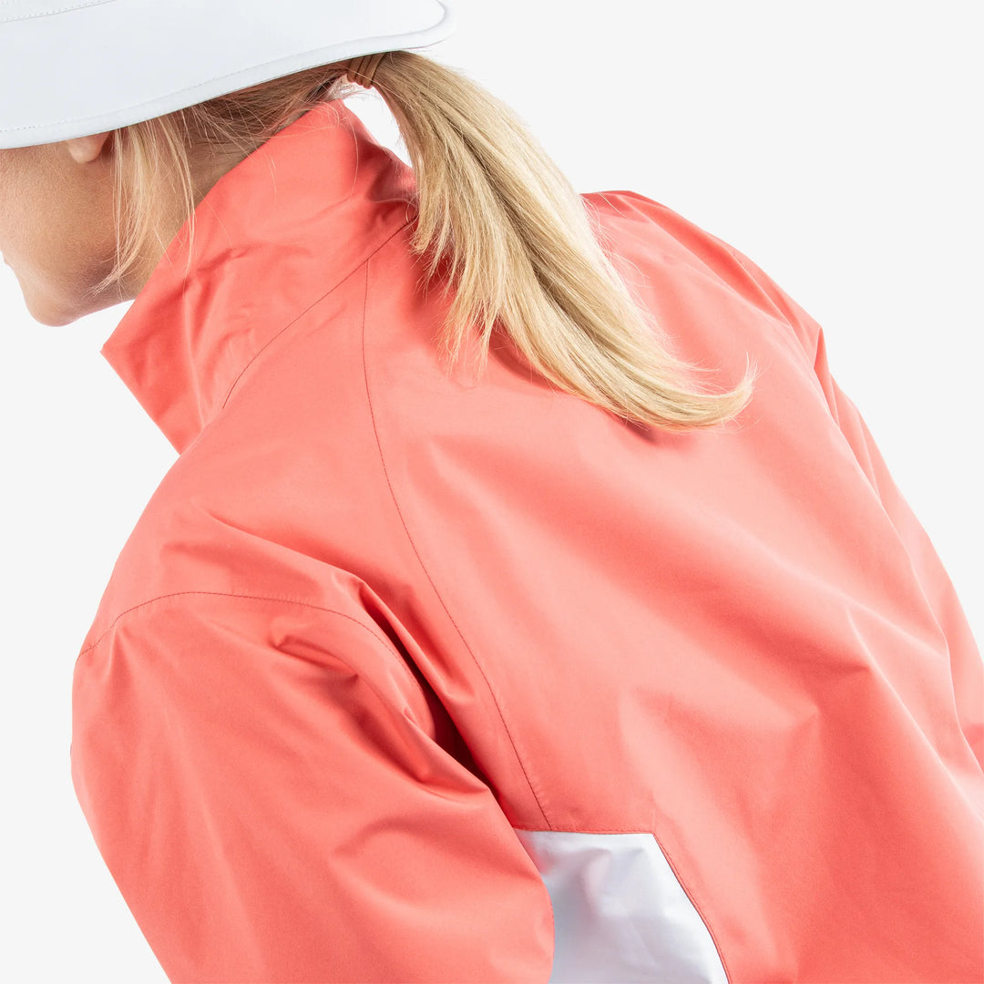 Aida is a Waterproof golf jacket for Women in the color Coral/White/Cool Grey(8)