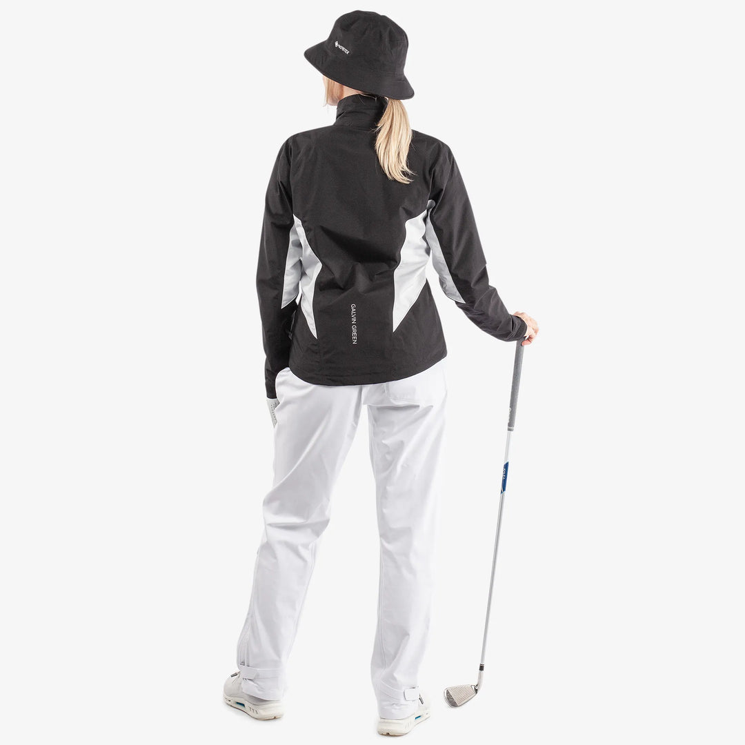 Aida is a Waterproof golf jacket for Women in the color Black/Cool Grey/White(9)
